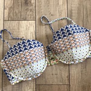 J Crew geometric pattern bikini top